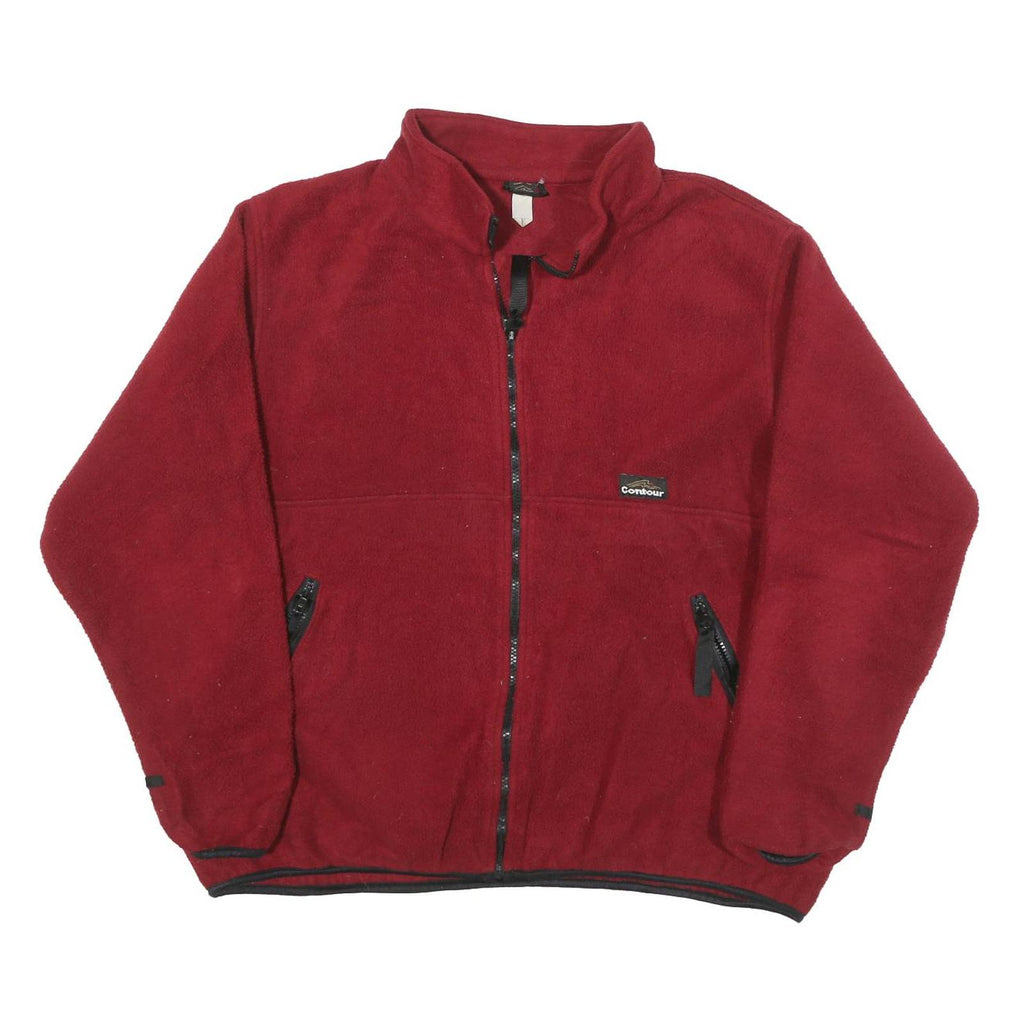 CONTOUR Mens Red Jacket XL Polyester Blend Zip Fleece Casual Wear Outerwear