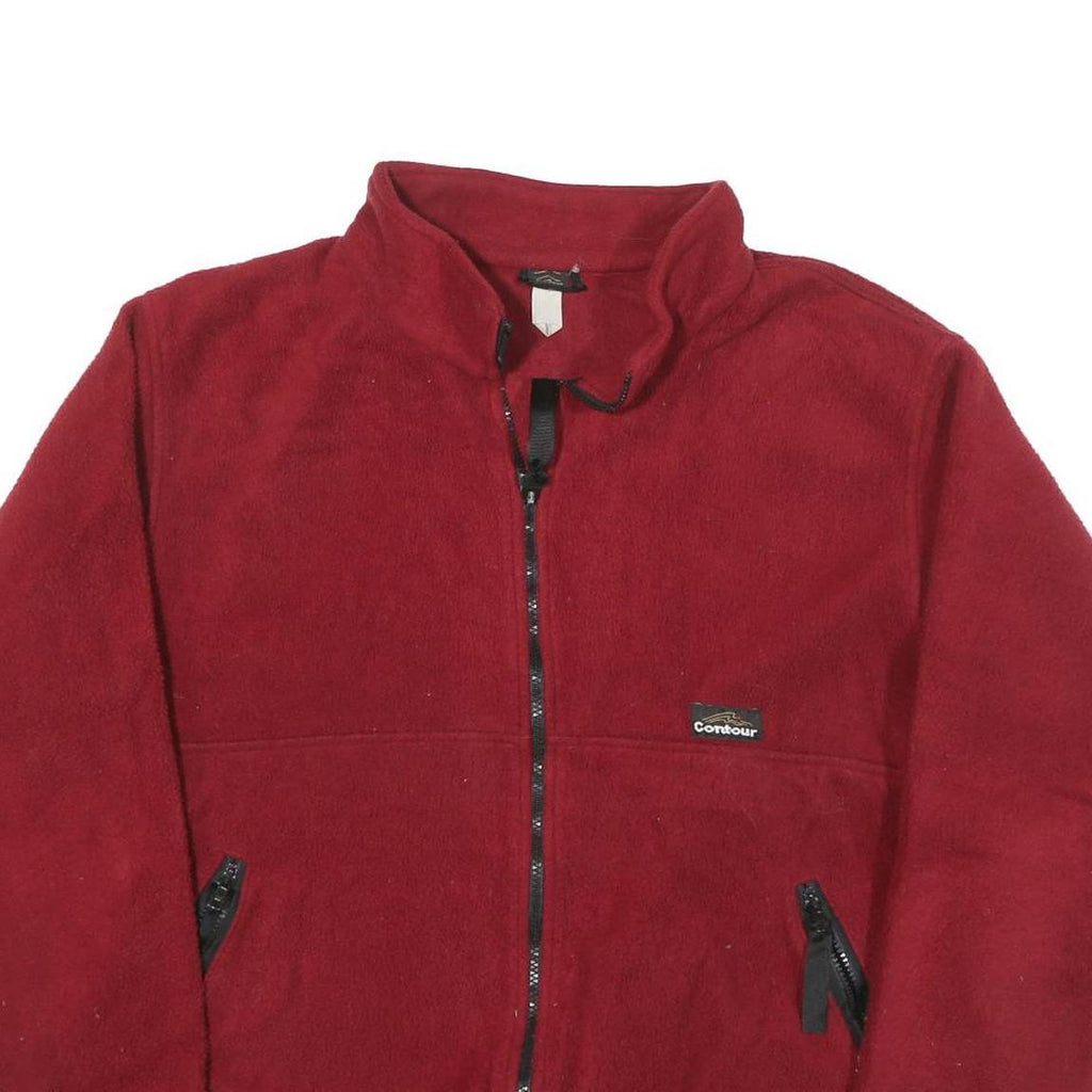 CONTOUR Mens Red Jacket XL Polyester Blend Zip Fleece Casual Wear Outerwear