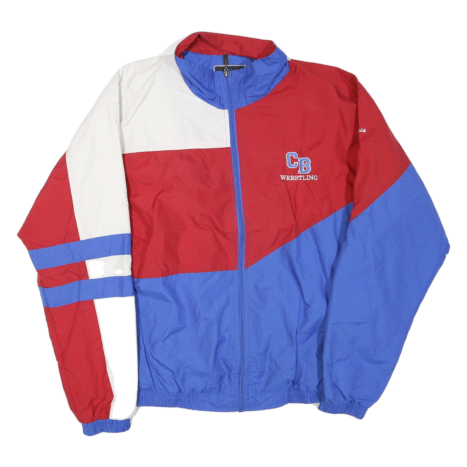 HOLLOWAY Mens Red White & Blue Zip Jacket M Polyester Blend Colourblock