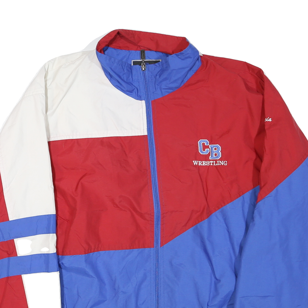 HOLLOWAY Mens Red White & Blue Zip Jacket M Polyester Blend Colourblock