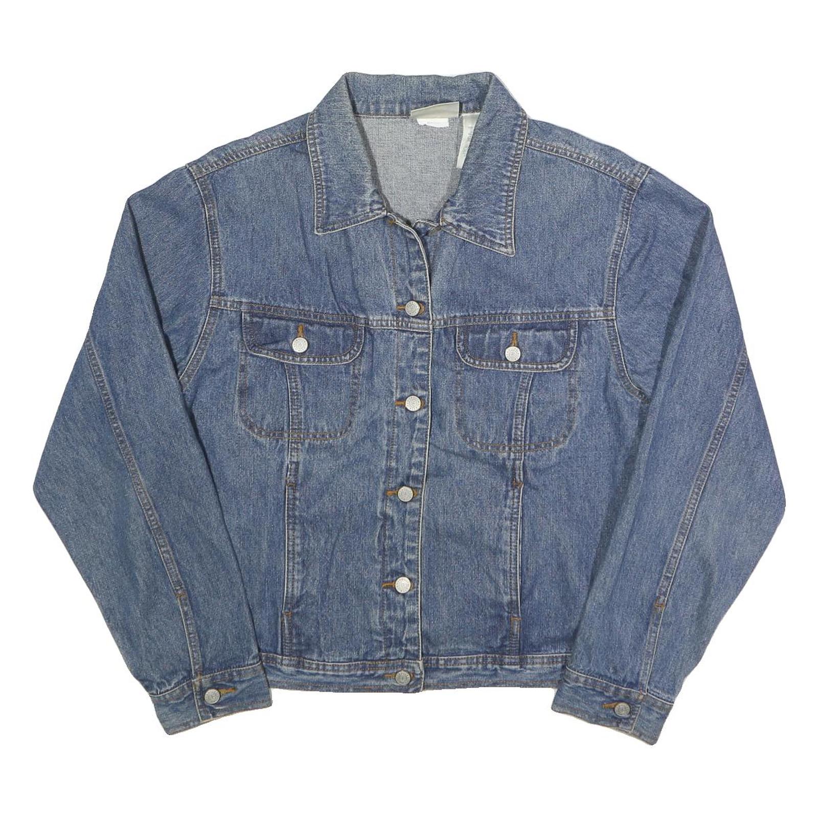 BILL BLASS Womens Blue Classic Denim Jacket XL Cotton Button Plain Stylish