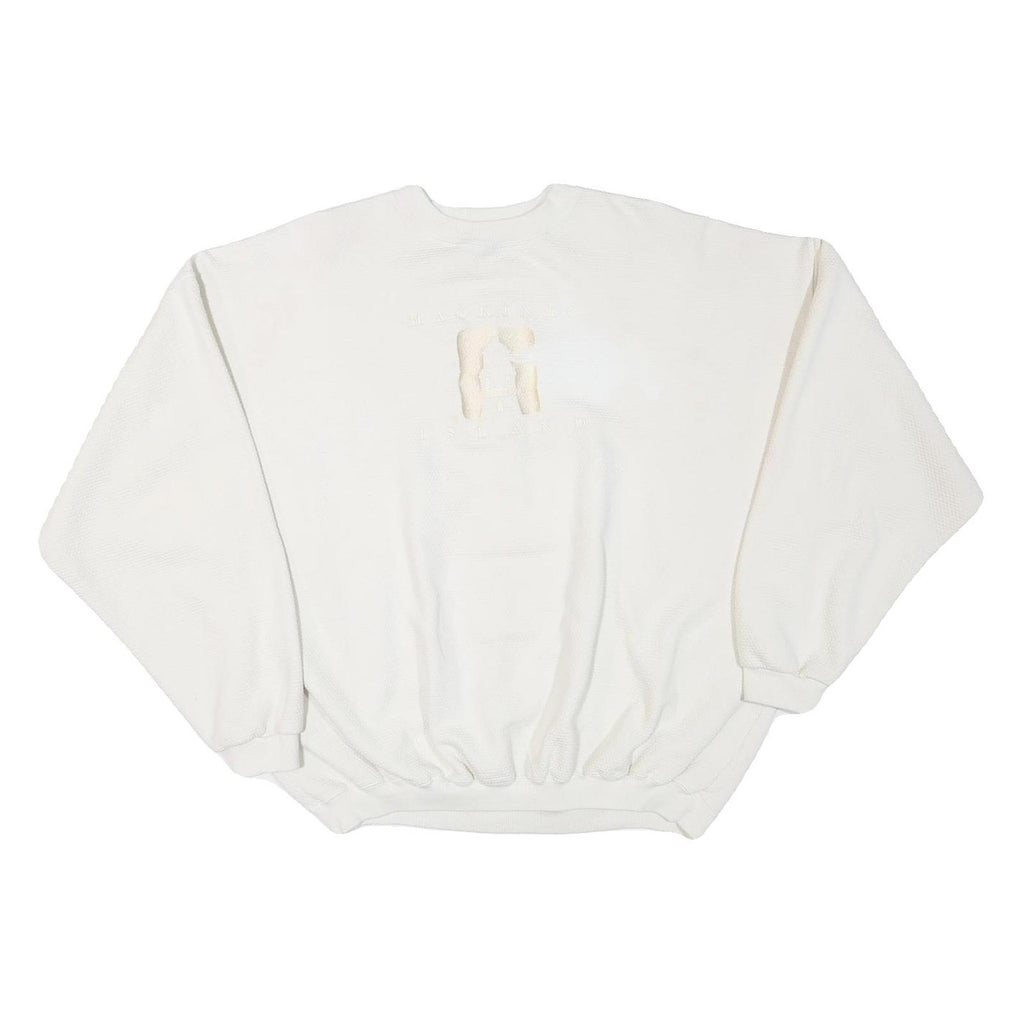 ARTISANS Mens White Cotton Blend Crew Neck XL Textured Sweatshirt Pullover