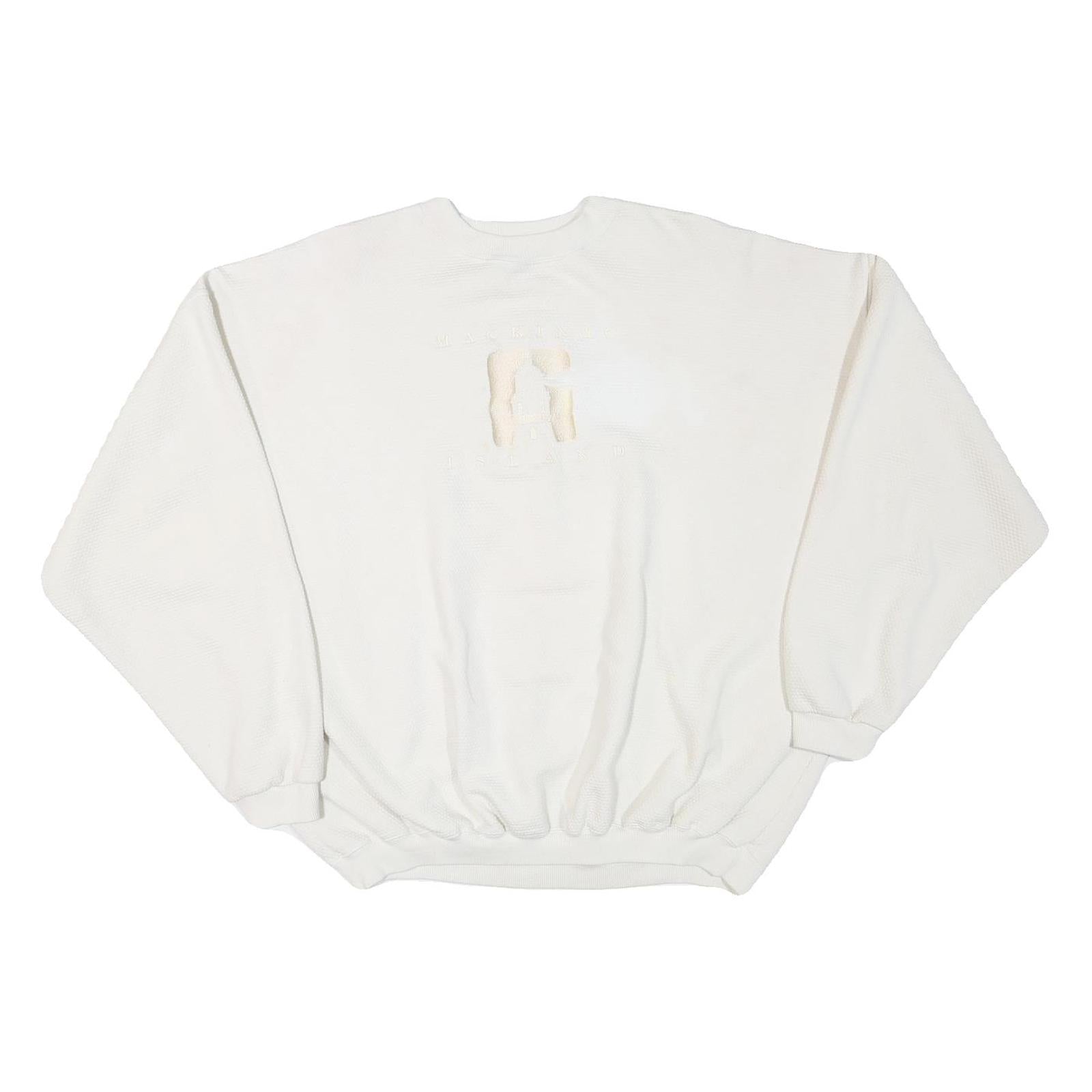 ARTISANS Mens White Cotton Blend Crew Neck XL Textured Sweatshirt Pullover
