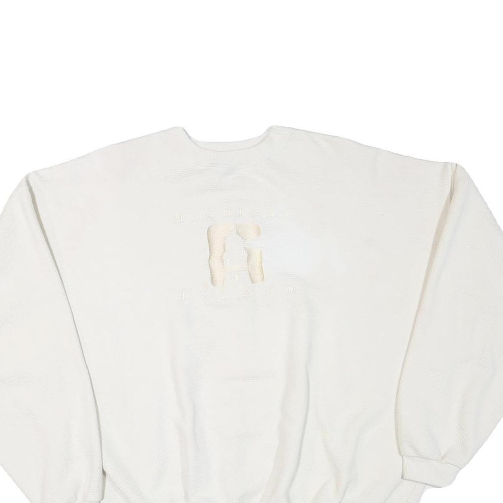 ARTISANS Mens White Cotton Blend Crew Neck XL Textured Sweatshirt Pullover