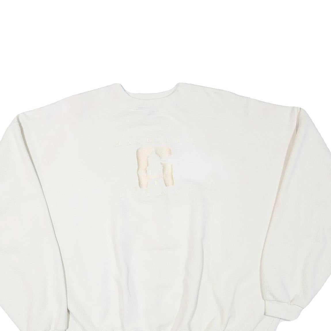 ARTISANS Mens White Cotton Blend Crew Neck XL Textured Sweatshirt Pullover
