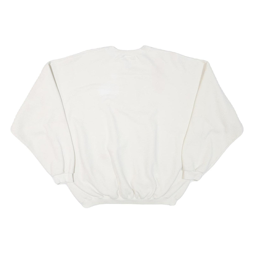 ARTISANS Mens White Cotton Blend Crew Neck XL Textured Sweatshirt Pullover