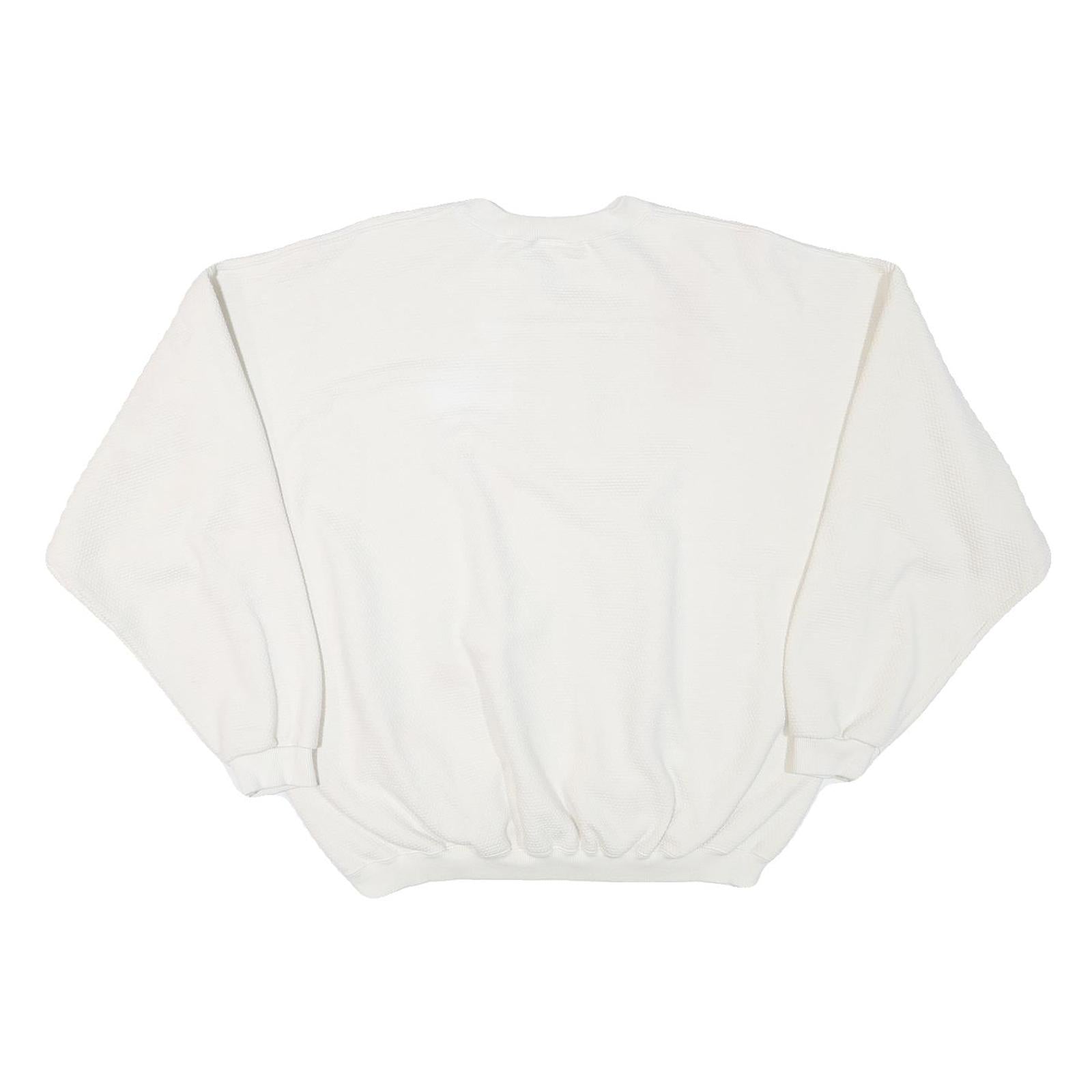 ARTISANS Mens White Cotton Blend Crew Neck XL Textured Sweatshirt Pullover
