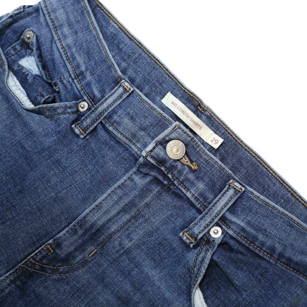 LEVI'S Womens Denim Blue Casual Shorts M W31 Distressed Roll Up Hem