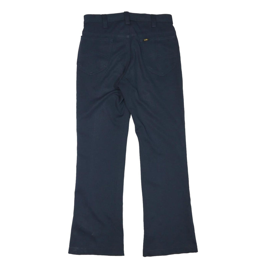 LEE Womens Polyester Blend Navy Regular Fit Flared Trousers W28 L29 Comfortable