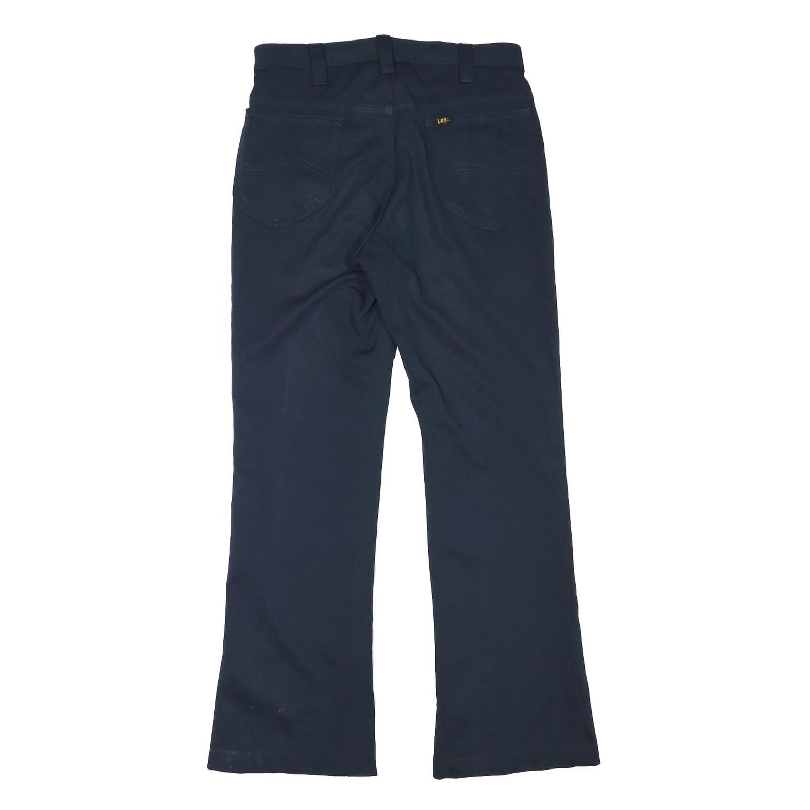 LEE Womens Polyester Blend Navy Regular Fit Flared Trousers W28 L29 Comfortable
