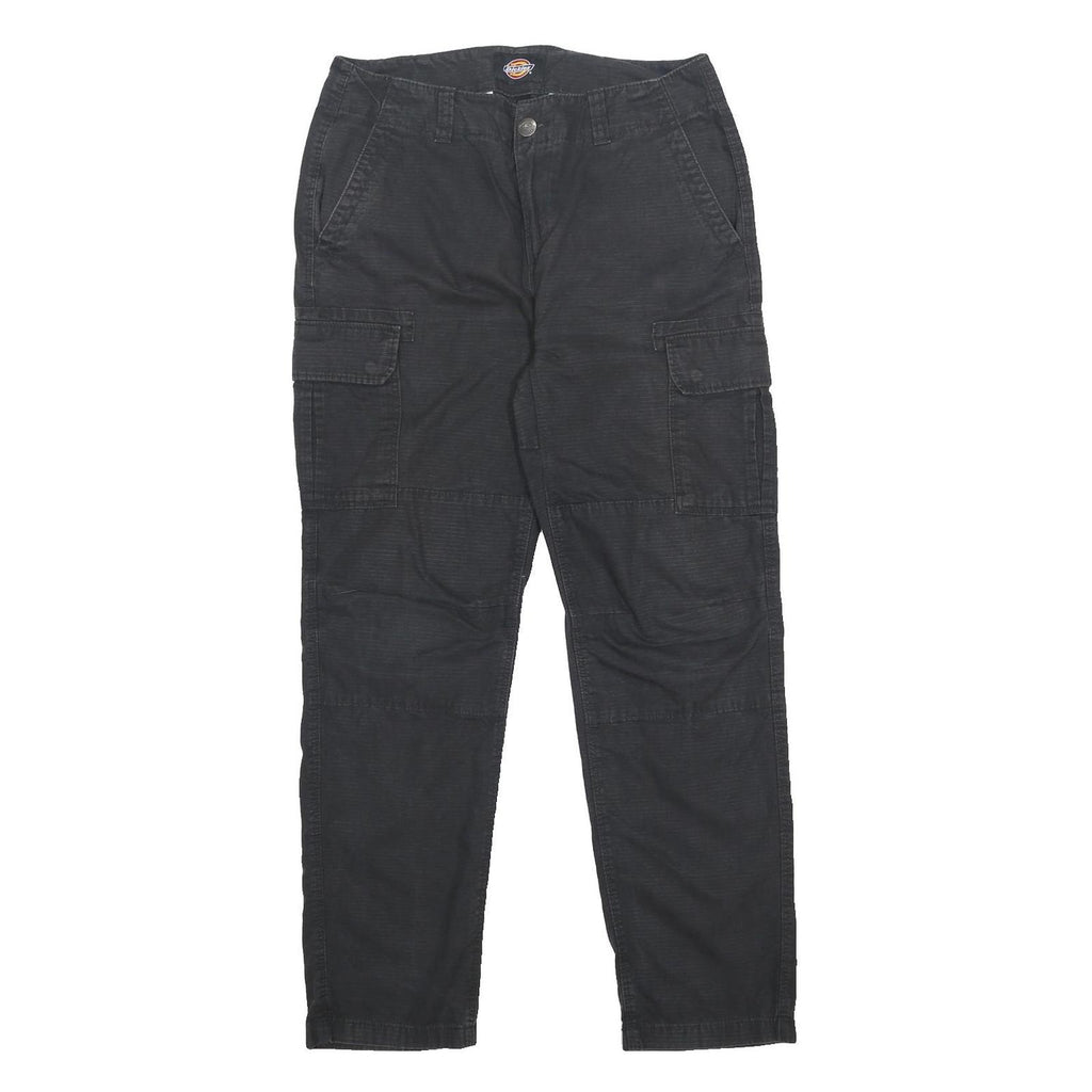 DICKIES Mens Cotton Black Regular Cargo Trousers W34 L30 Workwear Utility Zip