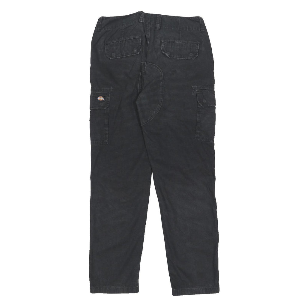 DICKIES Mens Cotton Black Regular Cargo Trousers W34 L30 Workwear Utility Zip