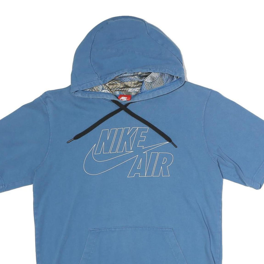 NIKE Mens Blue Cotton Blend Hoodie M Short Sleeve Pullover Nike Air Print