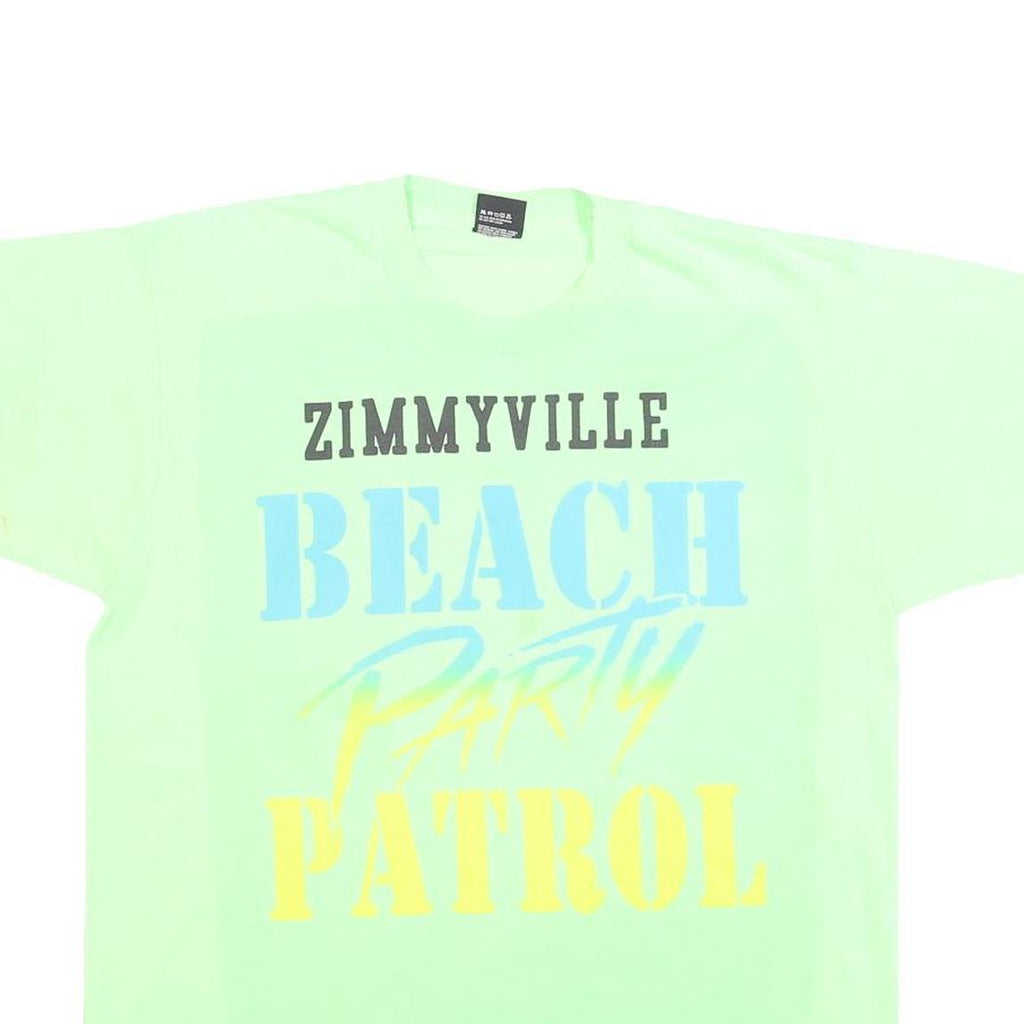 SCREEN STARS BEST Mens Green Zimmyville Beach Party Patrol Graphic T-Shirt XL