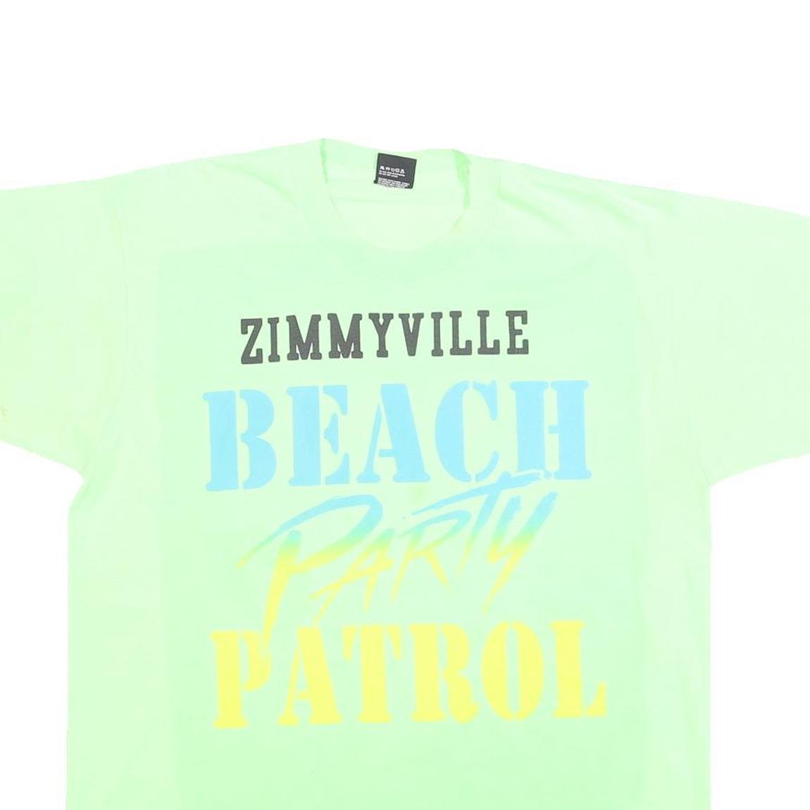 SCREEN STARS BEST Mens Green Zimmyville Beach Party Patrol Graphic T-Shirt XL