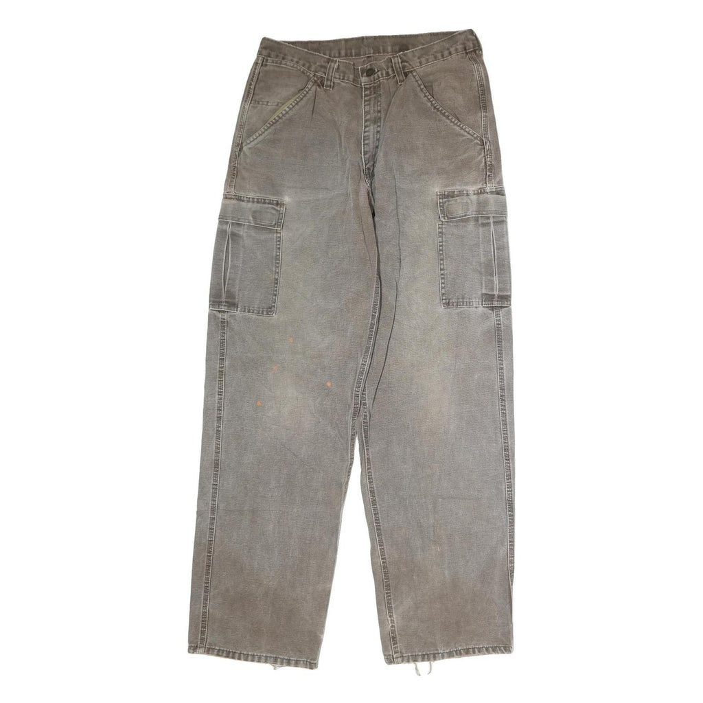 DICKIES Mens Grey Regular Fit Straight Denim Jeans W36 L33 Work Wear Zip Cargo