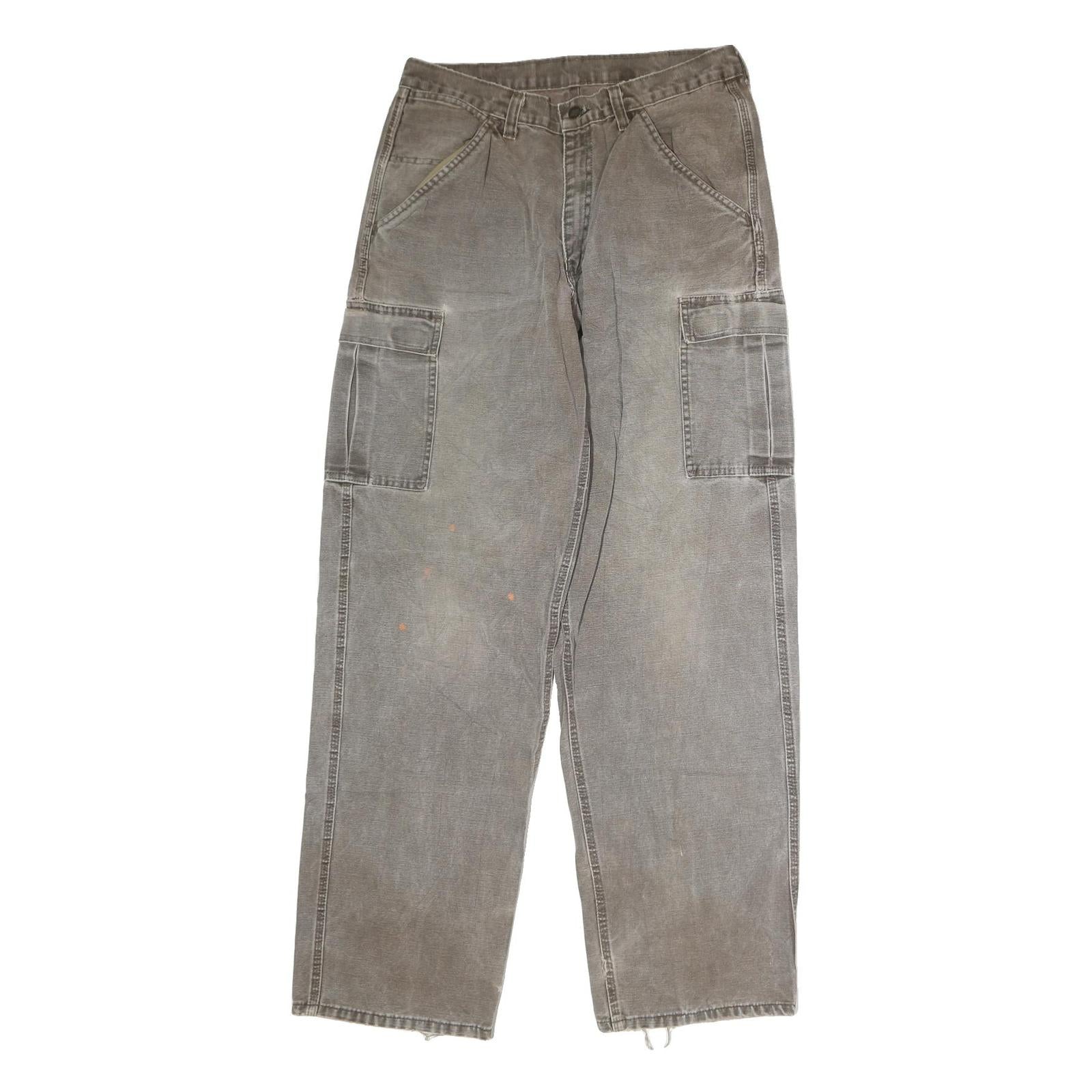 DICKIES Mens Grey Regular Fit Straight Denim Jeans W36 L33 Work Wear Zip Cargo