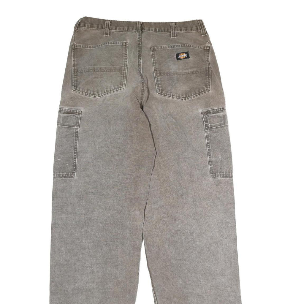 DICKIES Mens Grey Regular Fit Straight Denim Jeans W36 L33 Work Wear Zip Cargo