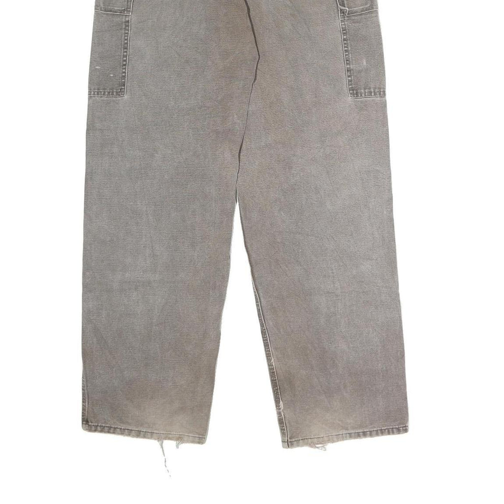 DICKIES Mens Grey Regular Fit Straight Denim Jeans W36 L33 Work Wear Zip Cargo