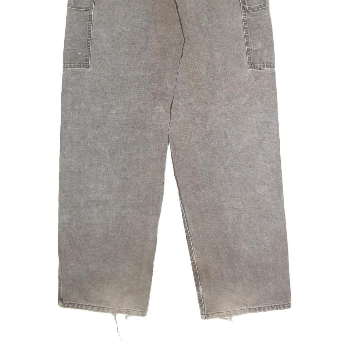 DICKIES Mens Grey Regular Fit Straight Denim Jeans W36 L33 Work Wear Zip Cargo