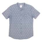LEVI'S Mens Blue Plain Casual Button Short Sleeve Shirt L Relaxed Fit Cotton