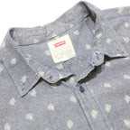 LEVI'S Mens Blue Plain Casual Button Short Sleeve Shirt L Relaxed Fit Cotton