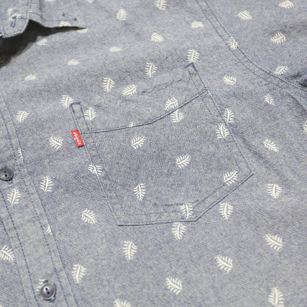 LEVI'S Mens Blue Plain Casual Button Short Sleeve Shirt L Relaxed Fit Cotton