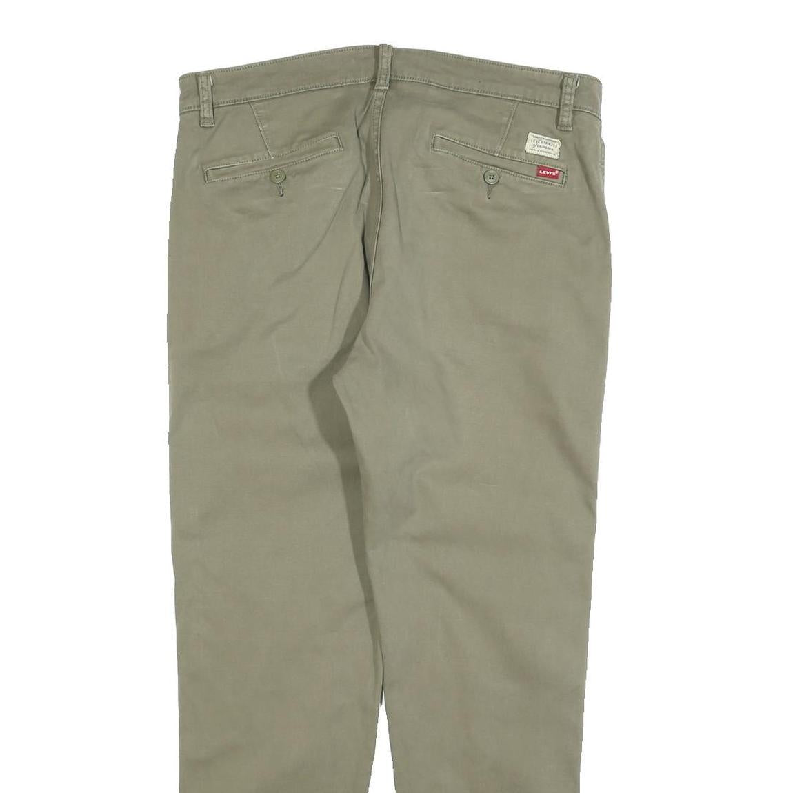 LEVI'S Mens Cotton Blend Khaki Slim Straight Trousers W34 L29 Casual Zip Closure