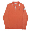NAPAPIJRI Mens Orange Long Sleeve Plain Polo Shirt L Cotton Blend Casual