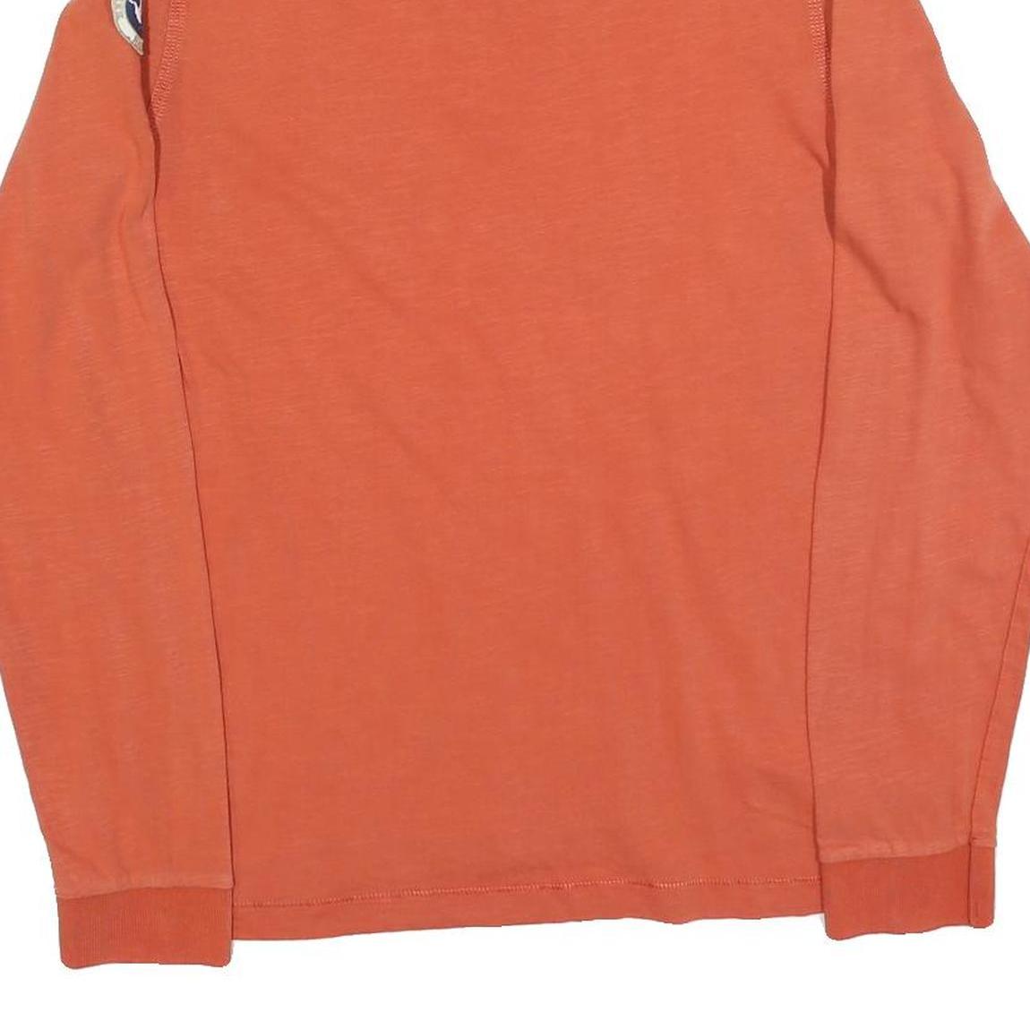 NAPAPIJRI Mens Orange Long Sleeve Plain Polo Shirt L Cotton Blend Casual