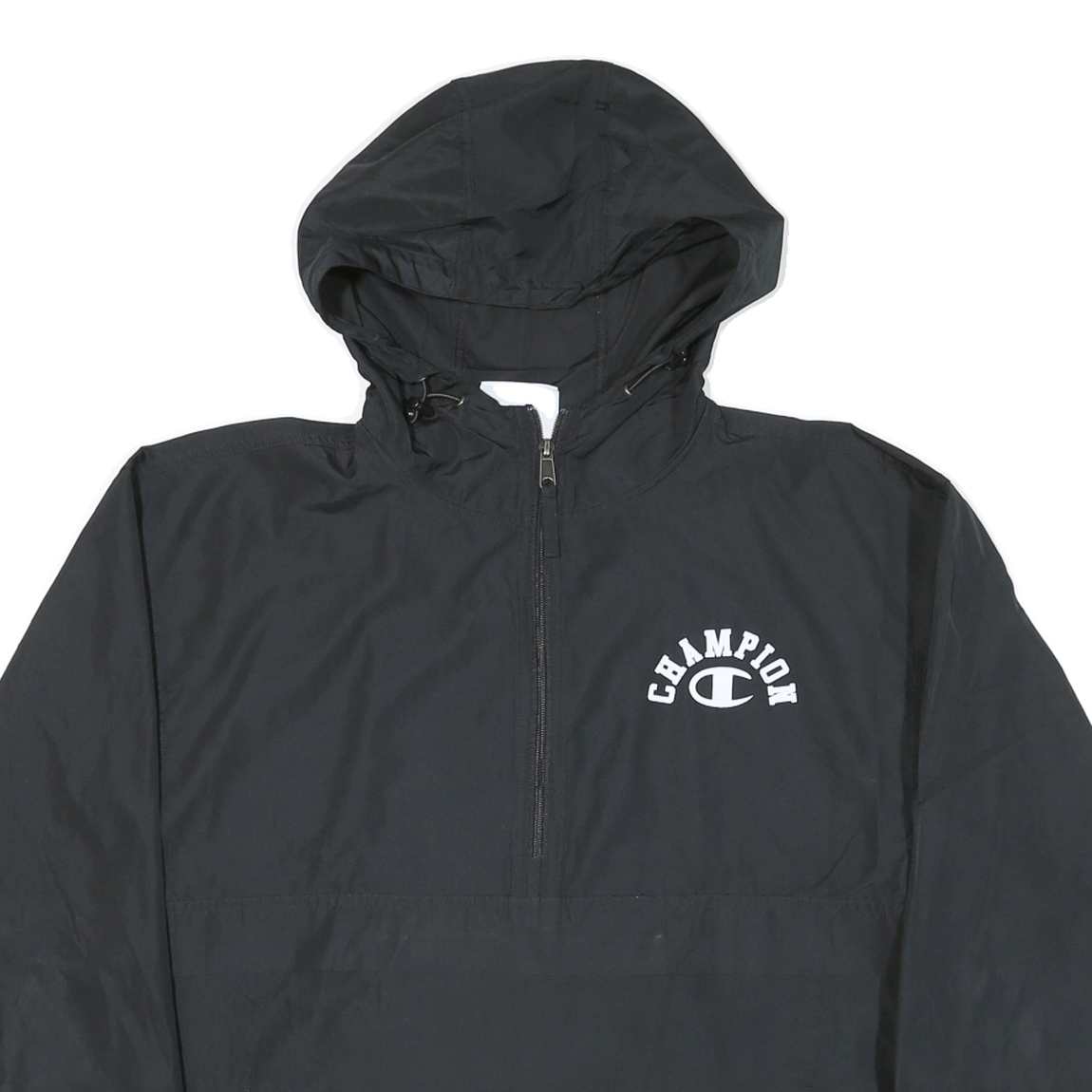 CHAMPION Mens Black Hooded Zip Jacket M Polyester Blend Plain Casual Sportswear