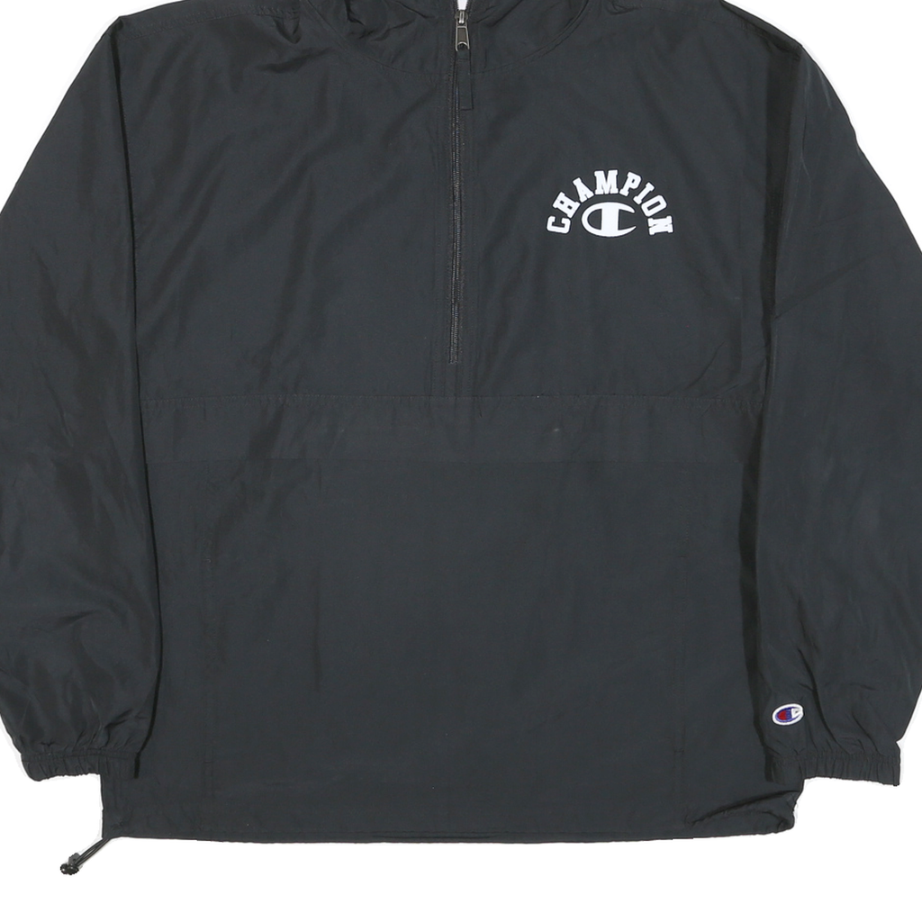CHAMPION Mens Black Hooded Zip Jacket M Polyester Blend Plain Casual Sportswear