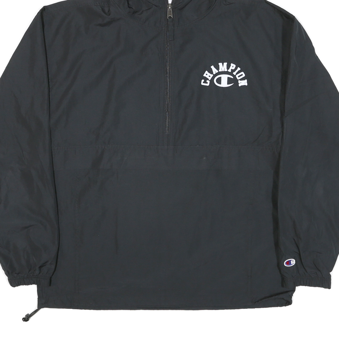 CHAMPION Mens Black Hooded Zip Jacket M Polyester Blend Plain Casual Sportswear