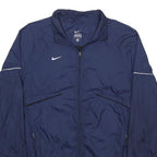 NIKE Mens Navy Blue Zip Jacket S Nylon Plain Sports Activewear Lightweight
