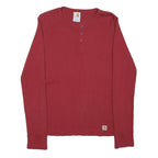 CARHARTT Womens Red Plain Cotton Jumper Crew Neck Rib Knit Size S Lightweight