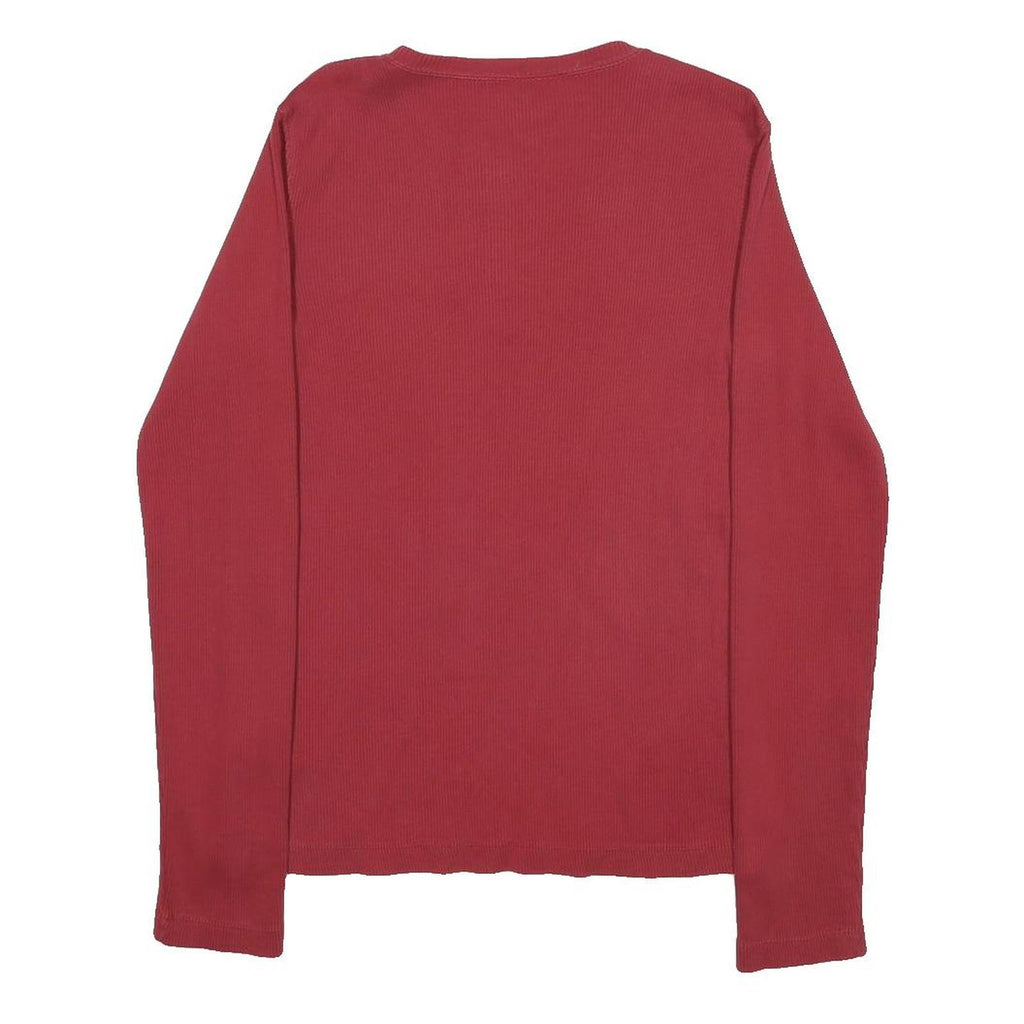 CARHARTT Womens Red Plain Cotton Jumper Crew Neck Rib Knit Size S Lightweight