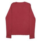 CARHARTT Womens Red Plain Cotton Jumper Crew Neck Rib Knit Size S Lightweight