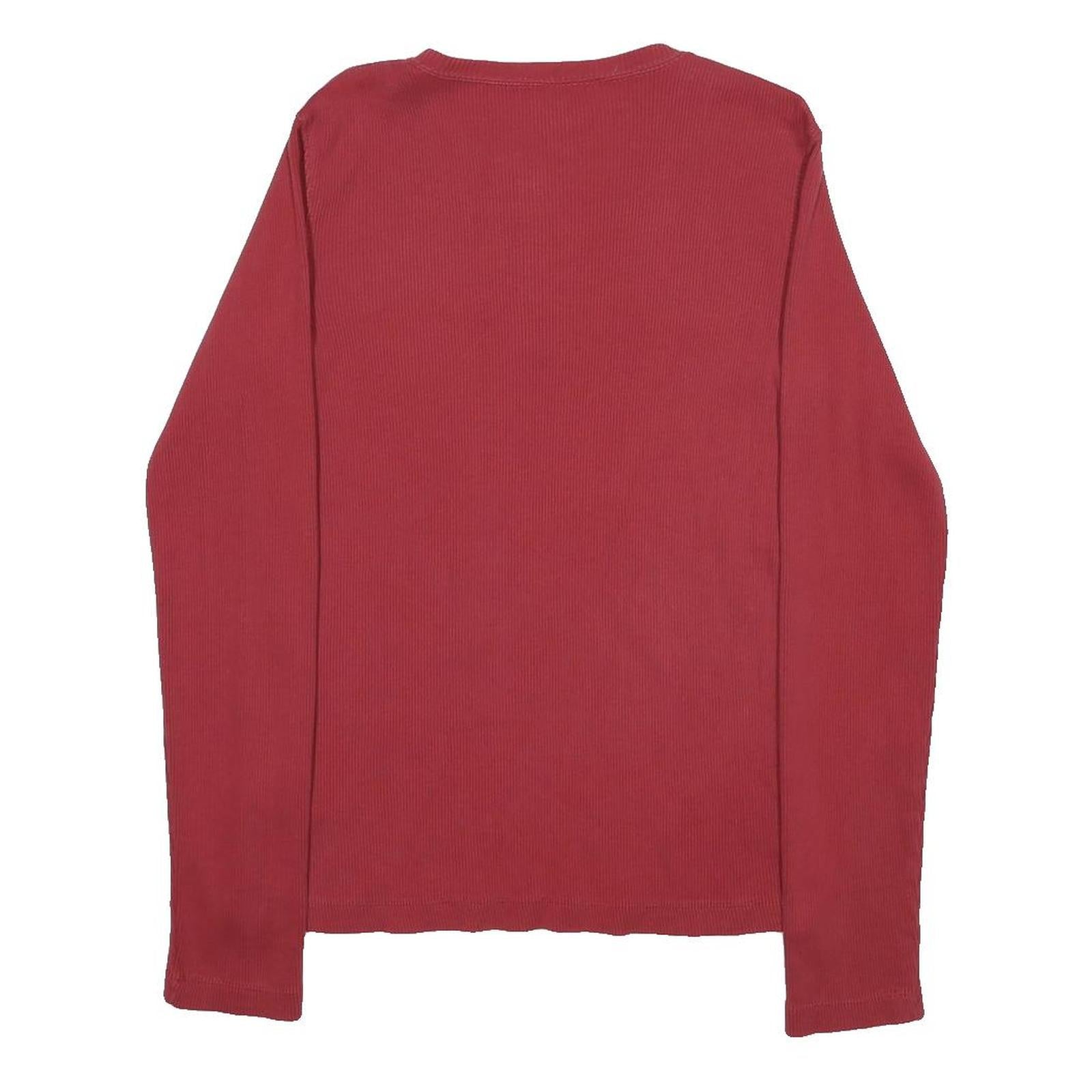 CARHARTT Womens Red Plain Cotton Jumper Crew Neck Rib Knit Size S Lightweight
