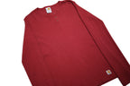 CARHARTT Womens Red Plain Cotton Jumper Crew Neck Rib Knit Size S Lightweight