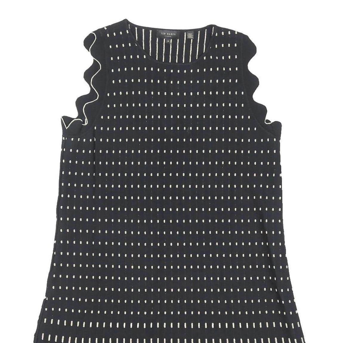 TED BAKER Womens Black & Cream Sleeveless Day Dress Polyester Blend M Ruffle