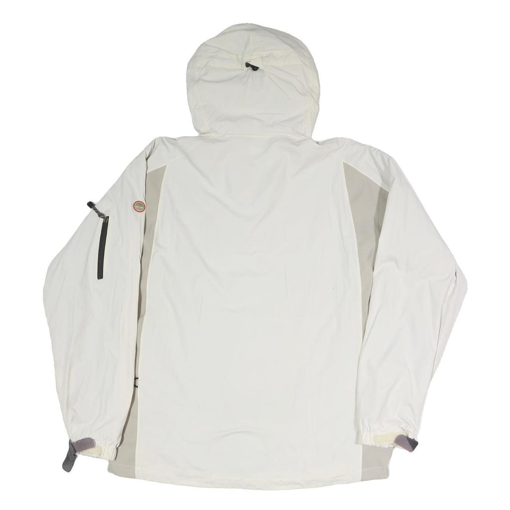 TIMBERLAND Mens White & Light Grey Zip Jacket L Polyester Blend Outdoor Hooded