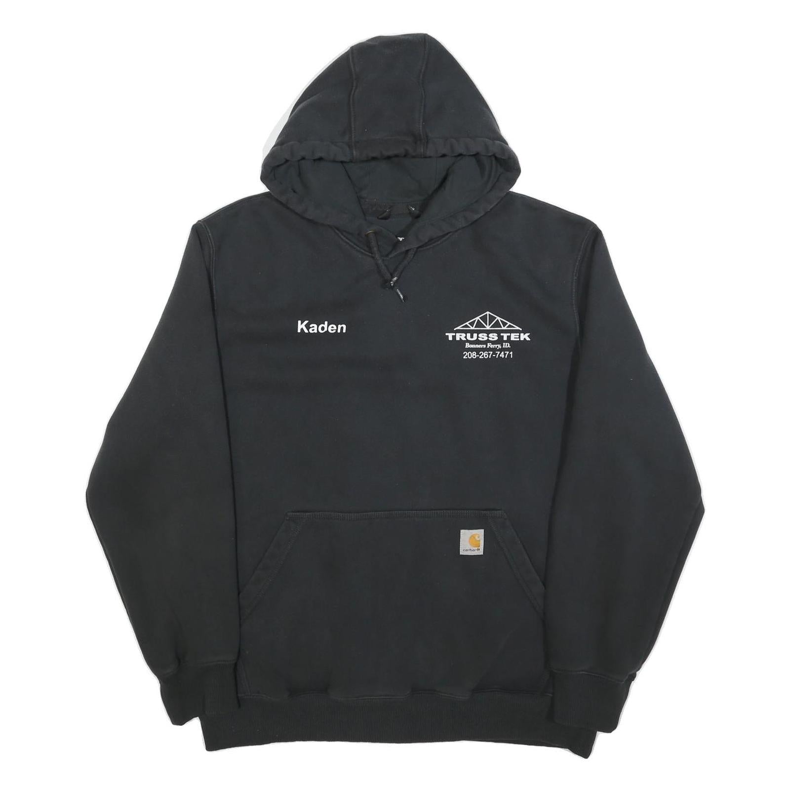CARHARTT Mens Black Truss Tek Logo Pullover Hoodie L Cotton Blend Workwear