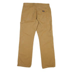 DICKIES Mens Cotton Beige Regular Fit Straight Leg Trousers W34 L31 Workwear