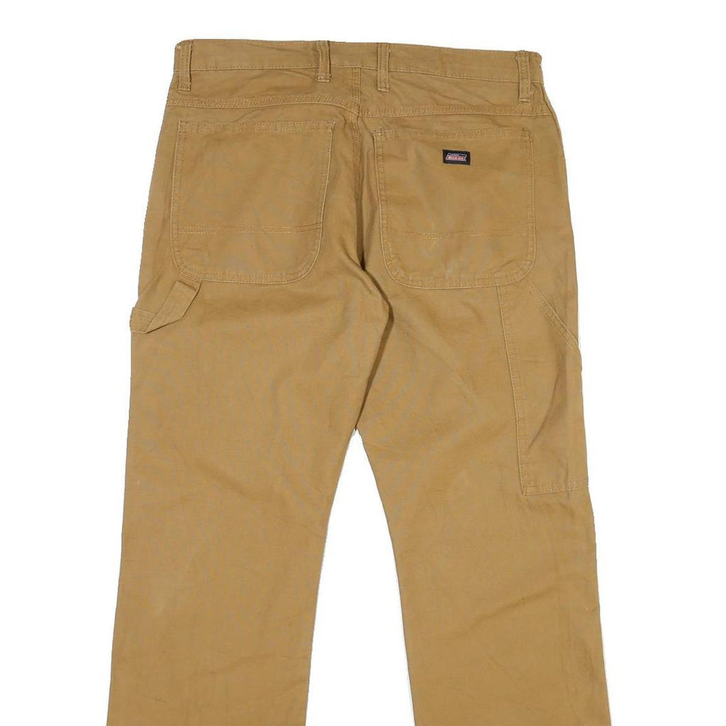 DICKIES Mens Cotton Beige Regular Fit Straight Leg Trousers W34 L31 Workwear