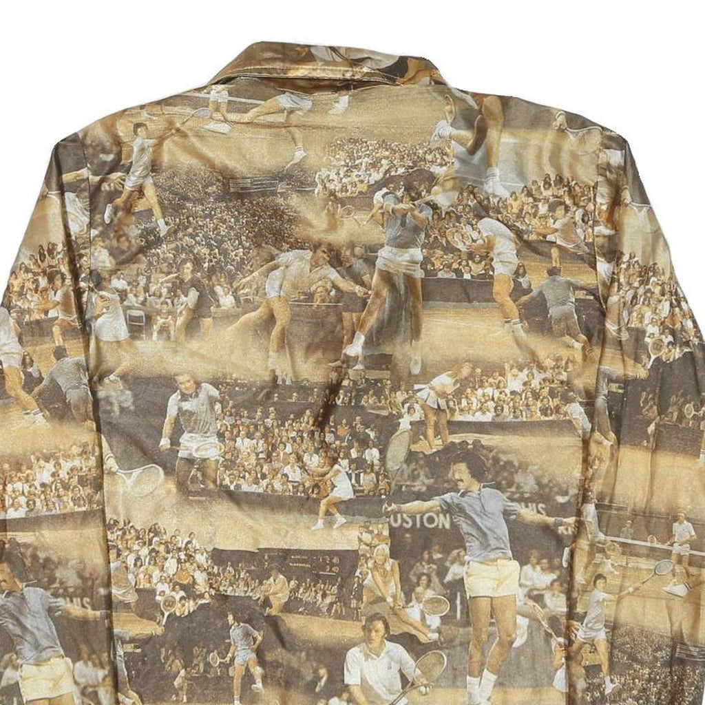 BARRISTER Mens Brown Printed Polyester Blend Shirt M Retro Tennis Design