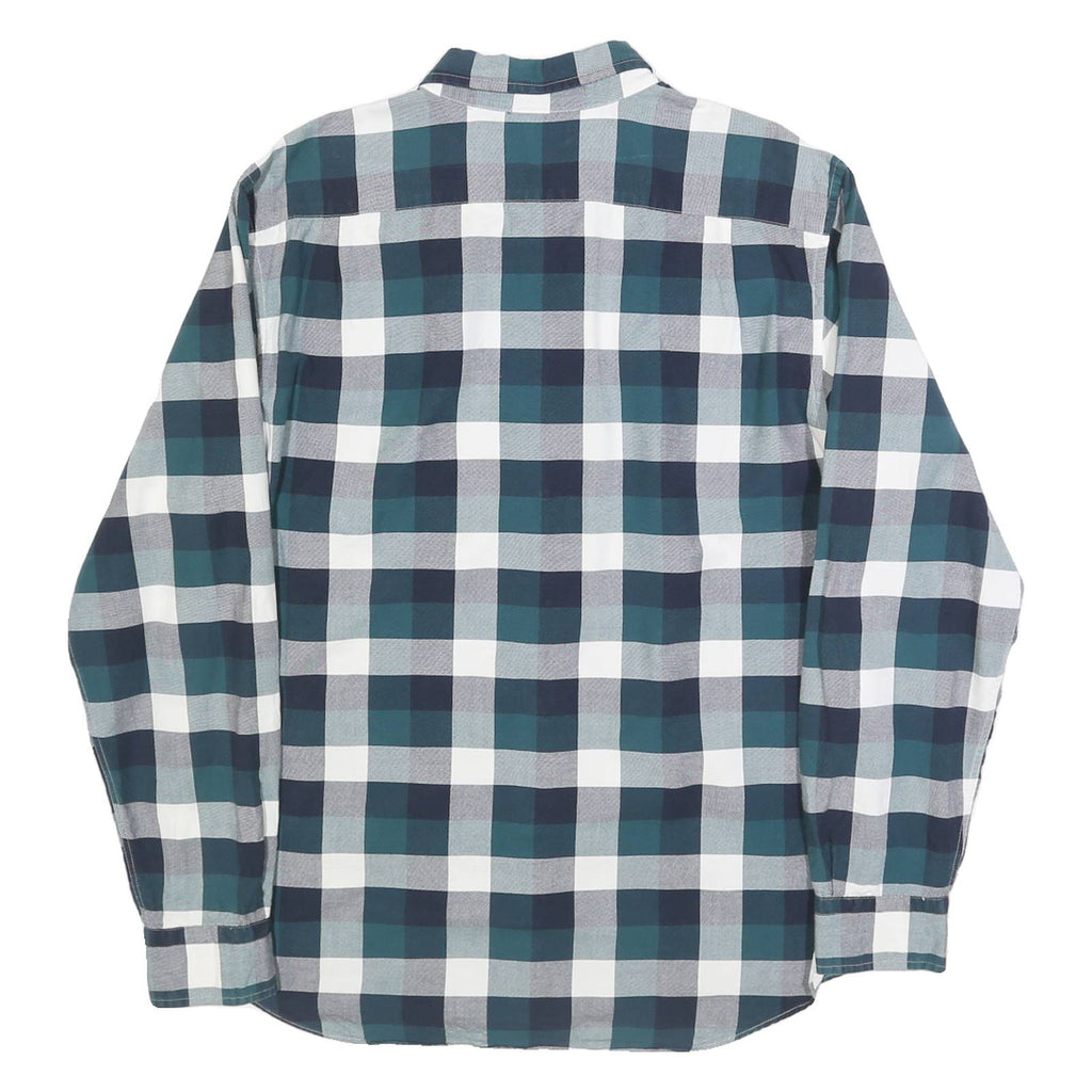 NAUTICA Mens Blue Green & White Check Shirt L Button-Down Collar Long Sleeve