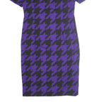 ESCADA Womens Purple & Black Cotton Blend Bodycon Woven Houndstooth Midi Dress M