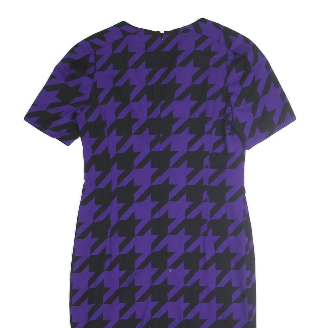 ESCADA Womens Purple & Black Cotton Blend Bodycon Woven Houndstooth Midi Dress M