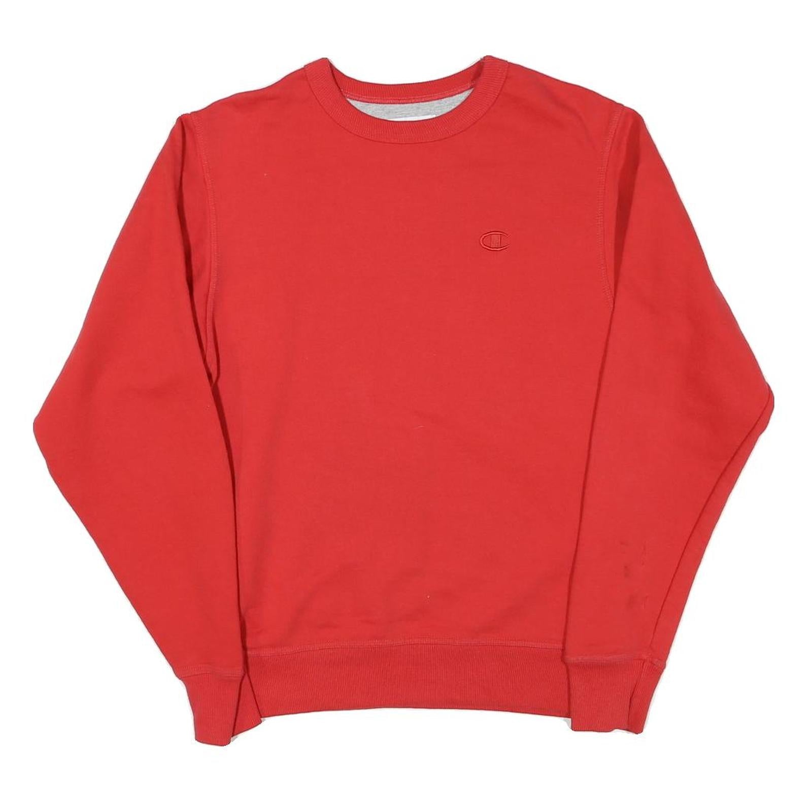 CHAMPION Mens Red Cotton Blend Crew Neck S Embroidered Logo Sweatshirt