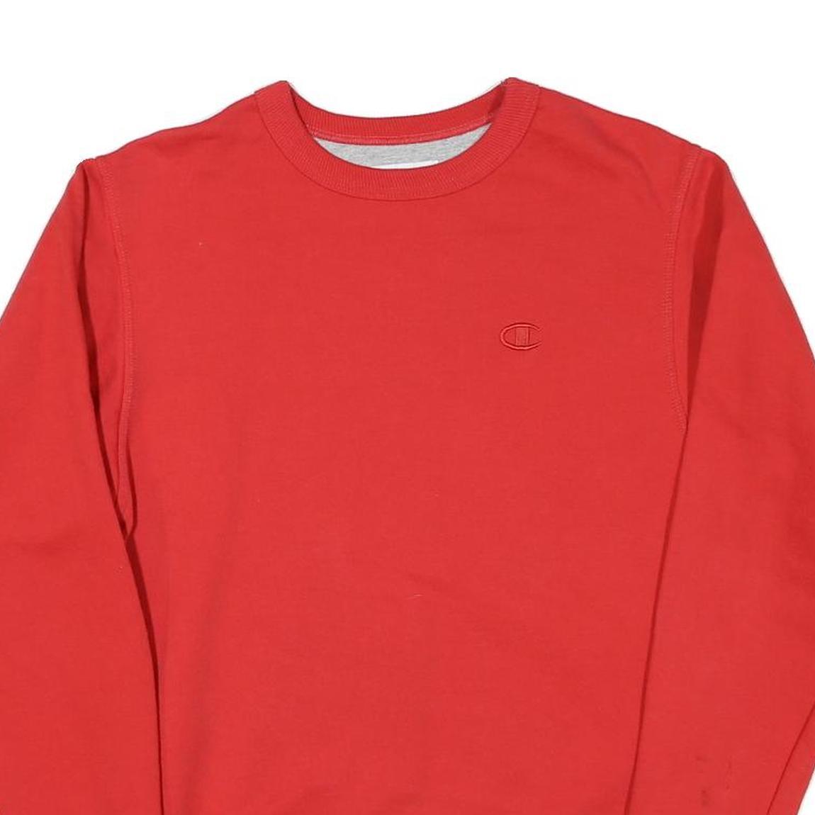 CHAMPION Mens Red Cotton Blend Crew Neck S Embroidered Logo Sweatshirt